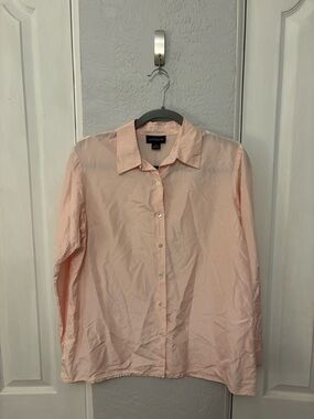 Vintage Ann Taylor Pale Pink 100% Silk Button down 90s Minimalist Size Medium